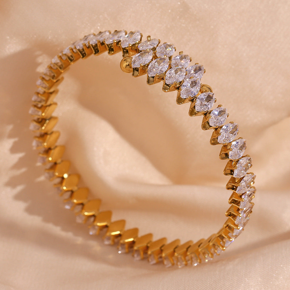 Marquise Cubic Zirconia Open Bangle