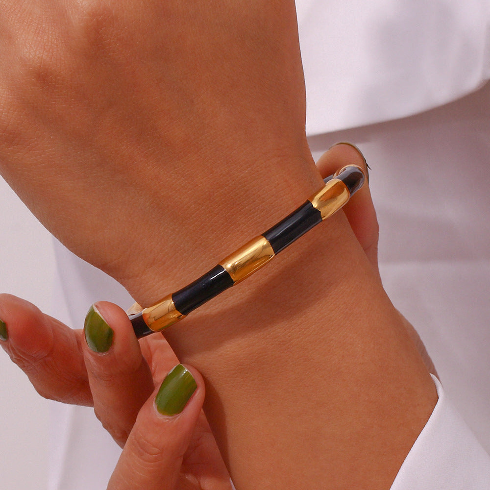 Enamel Banded Cuff Bracelet