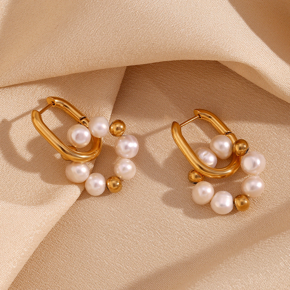 Pearl Circle Drop Earrings