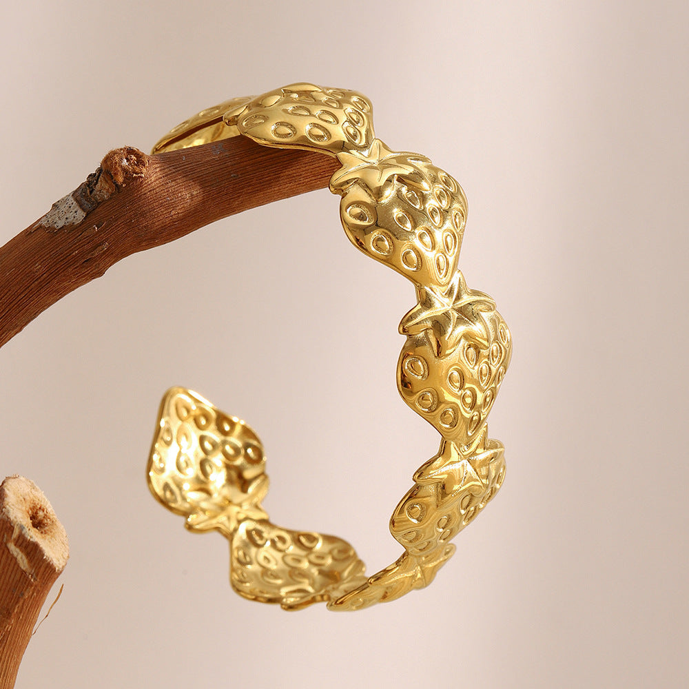 Sculpted Strawberry Cuff Bangle