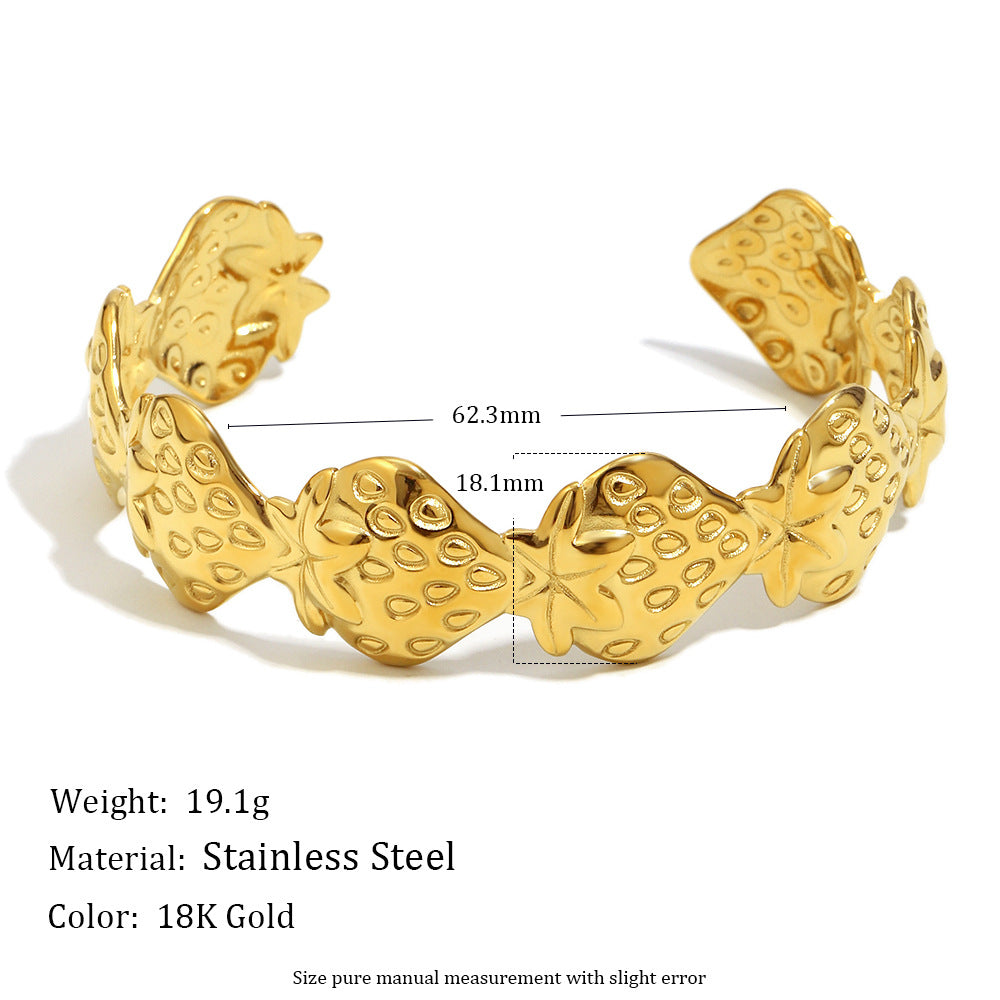 Sculpted Strawberry Cuff Bangle