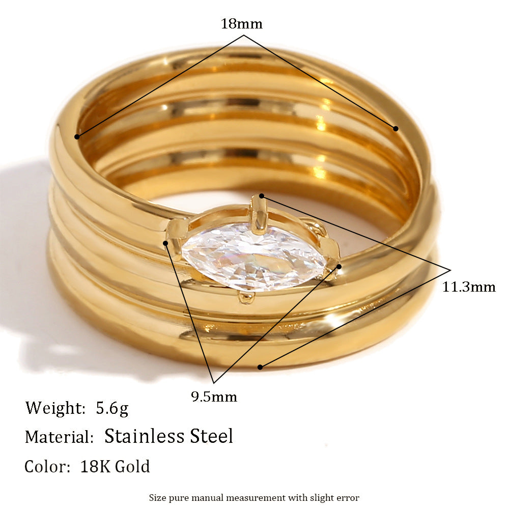 Chunky East-West Marquise Triple Band Ring