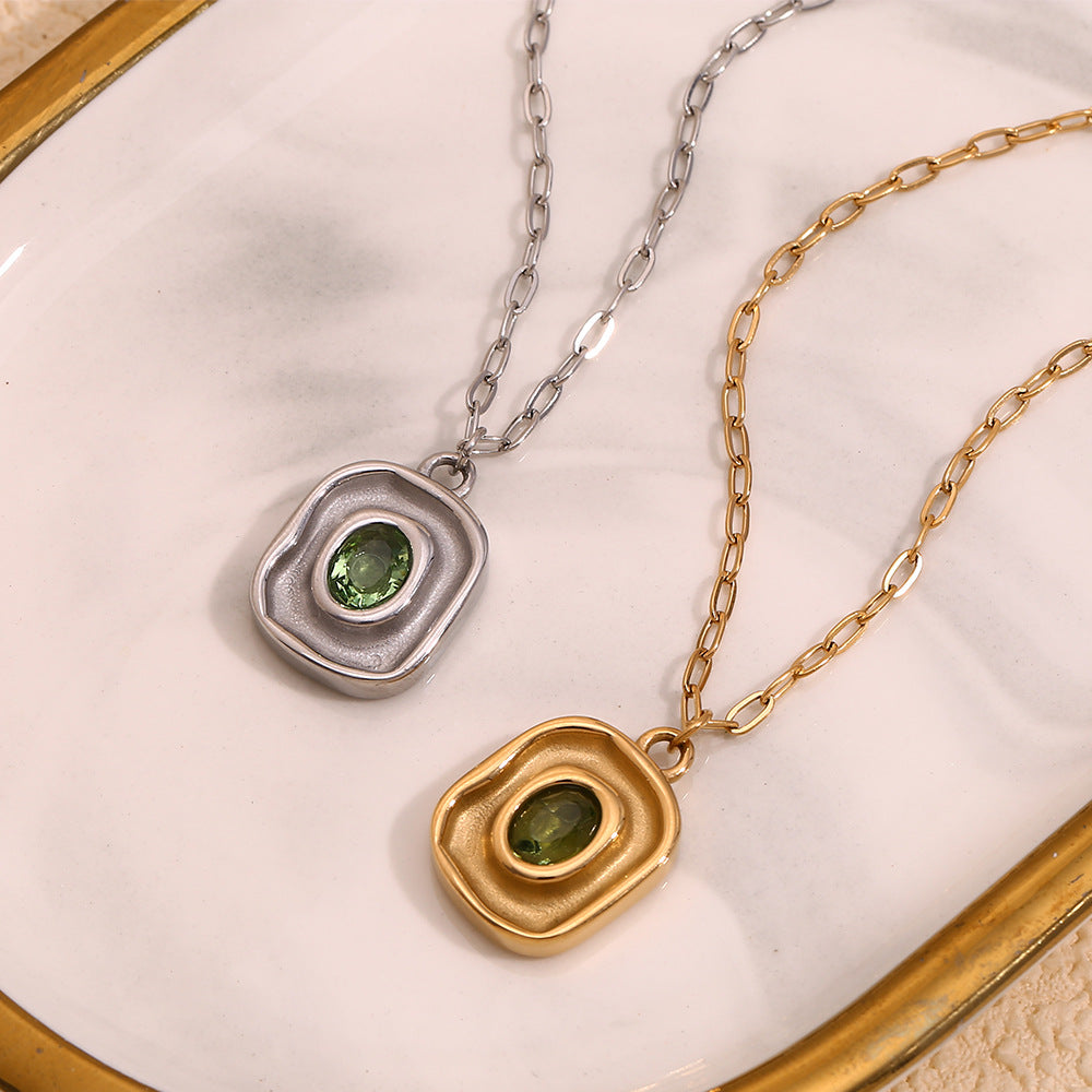 Molten Green Pendant Necklace
