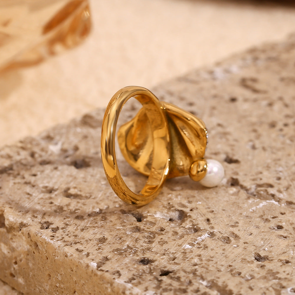 Seashell Pearl Ring