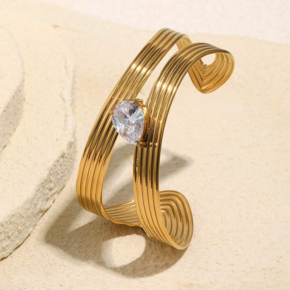 Ribbed Teardrop Cuff Bracelet