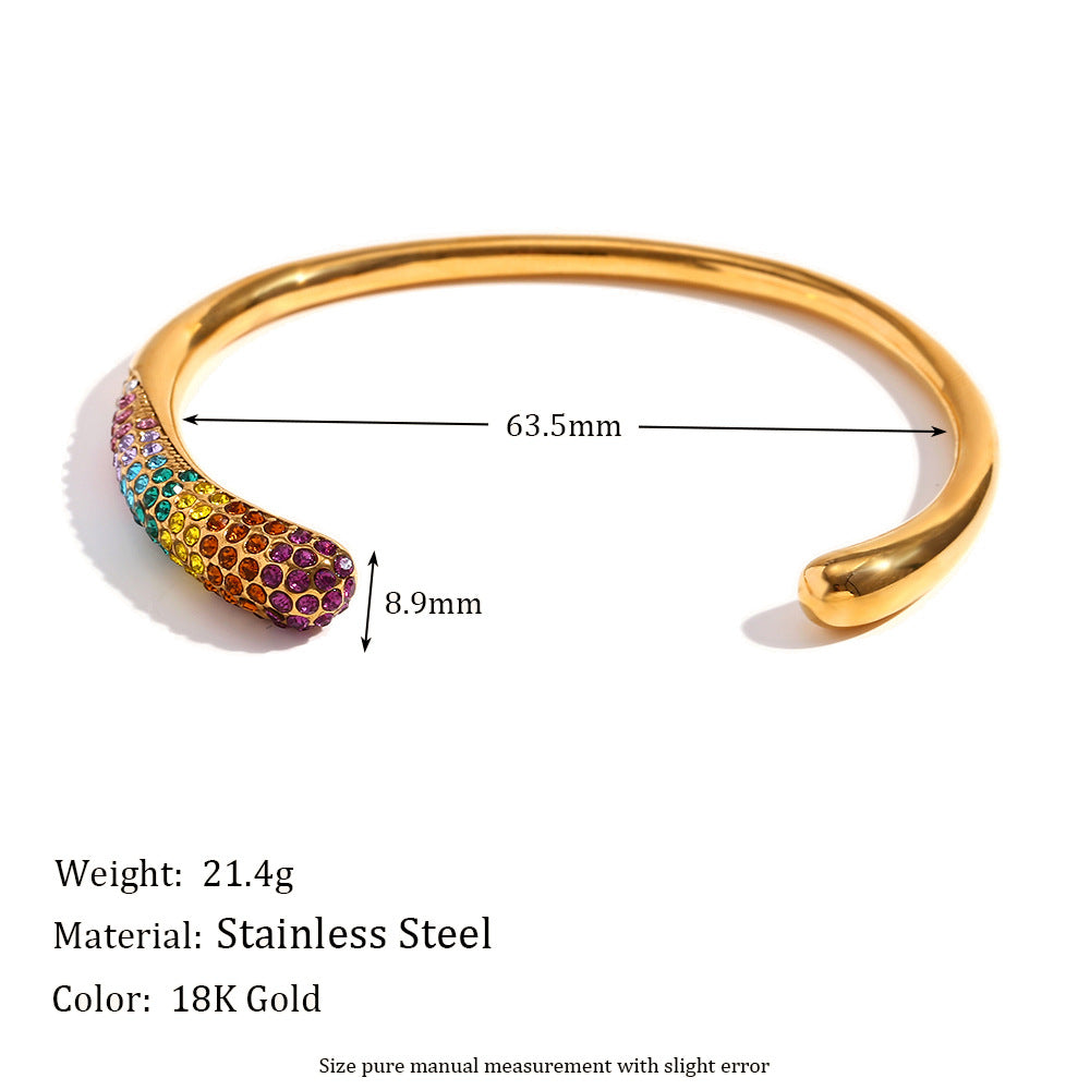 Multicolor Pavé Open Cuff