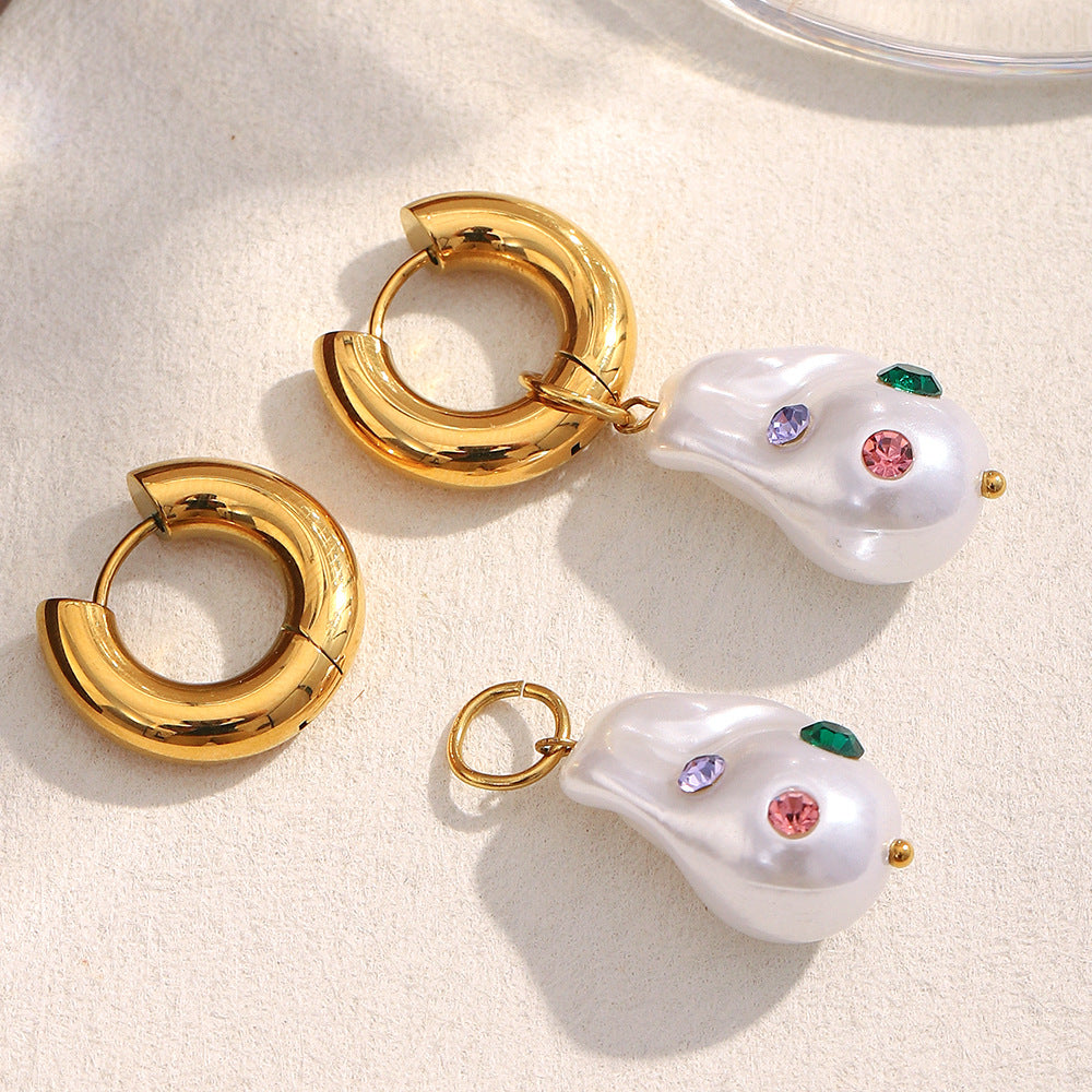 Jewelled Pearl Hoop Earrings