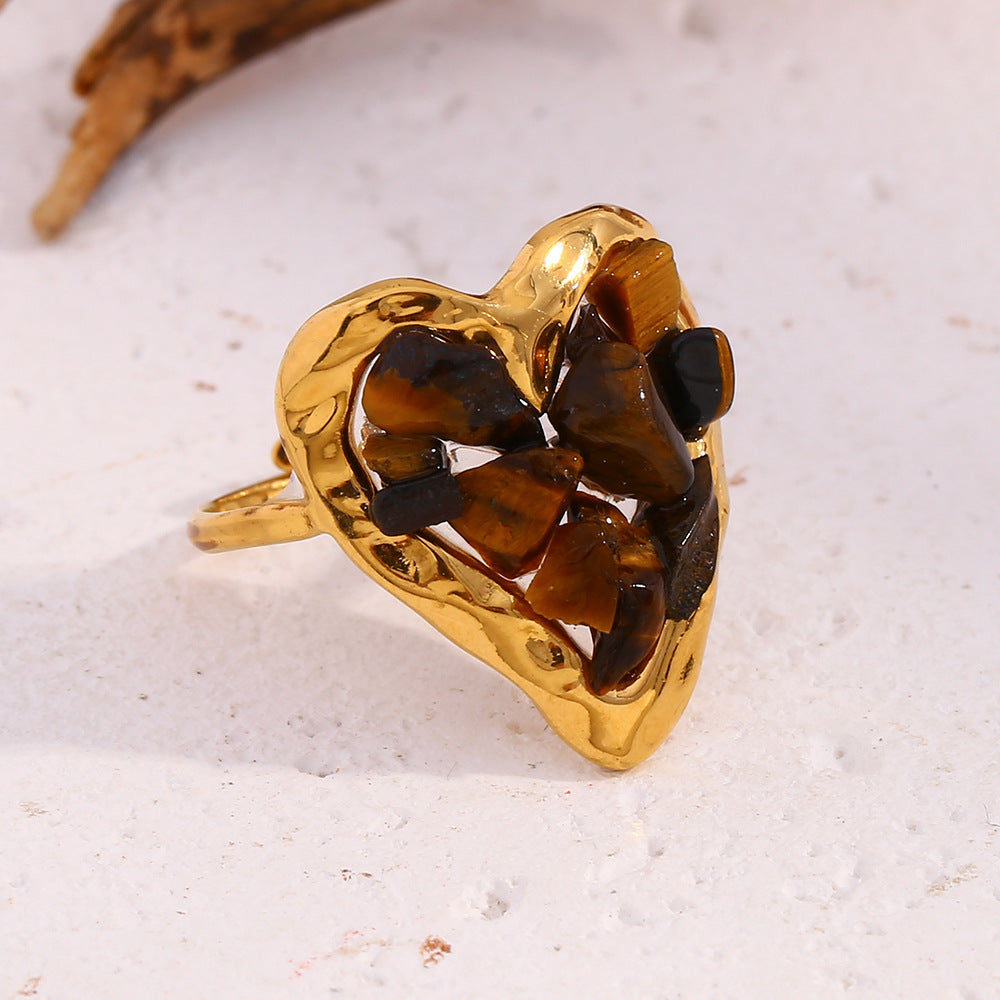 Tiger Eye Heart Ring