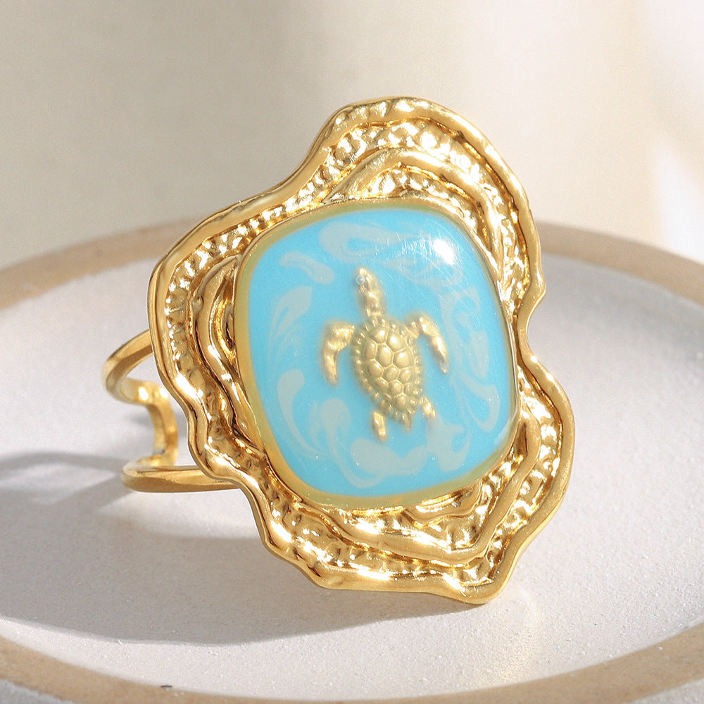Blue Turtle Open Ring
