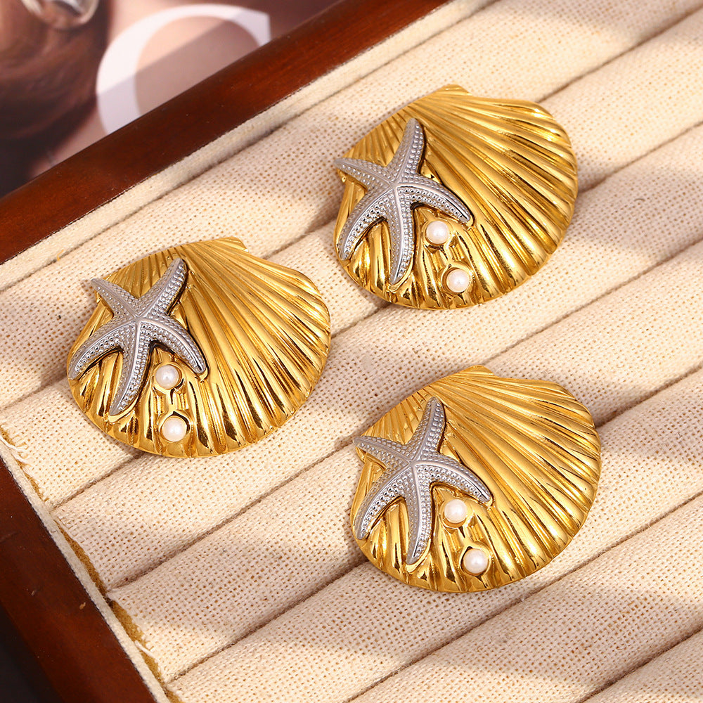 Starfish Seashell Earrings
