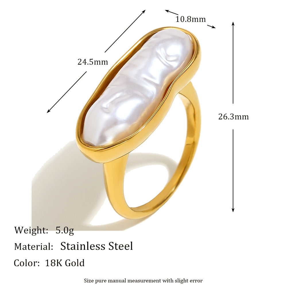 Organic Pearl Bar Ring