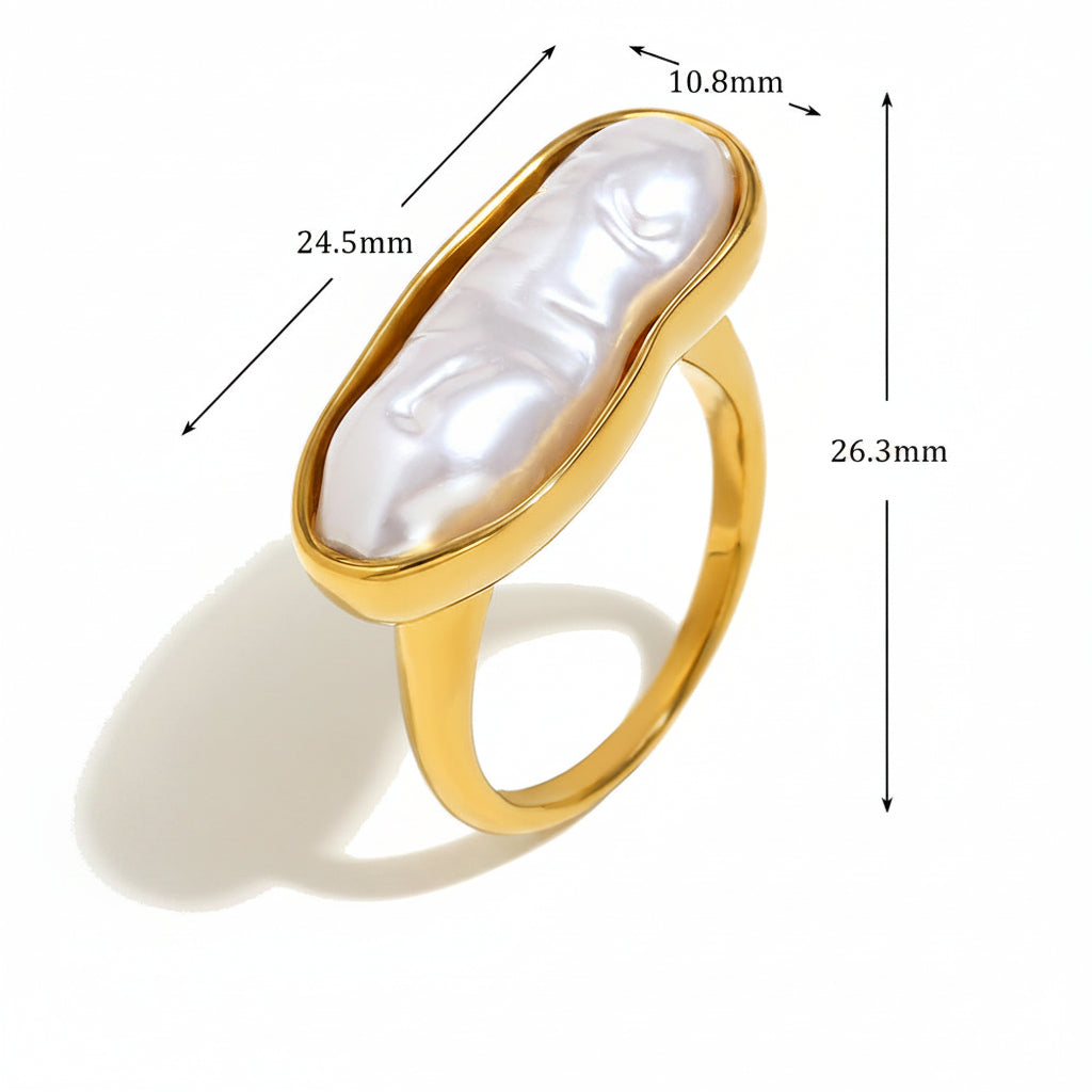 Organic Pearl Bar Ring
