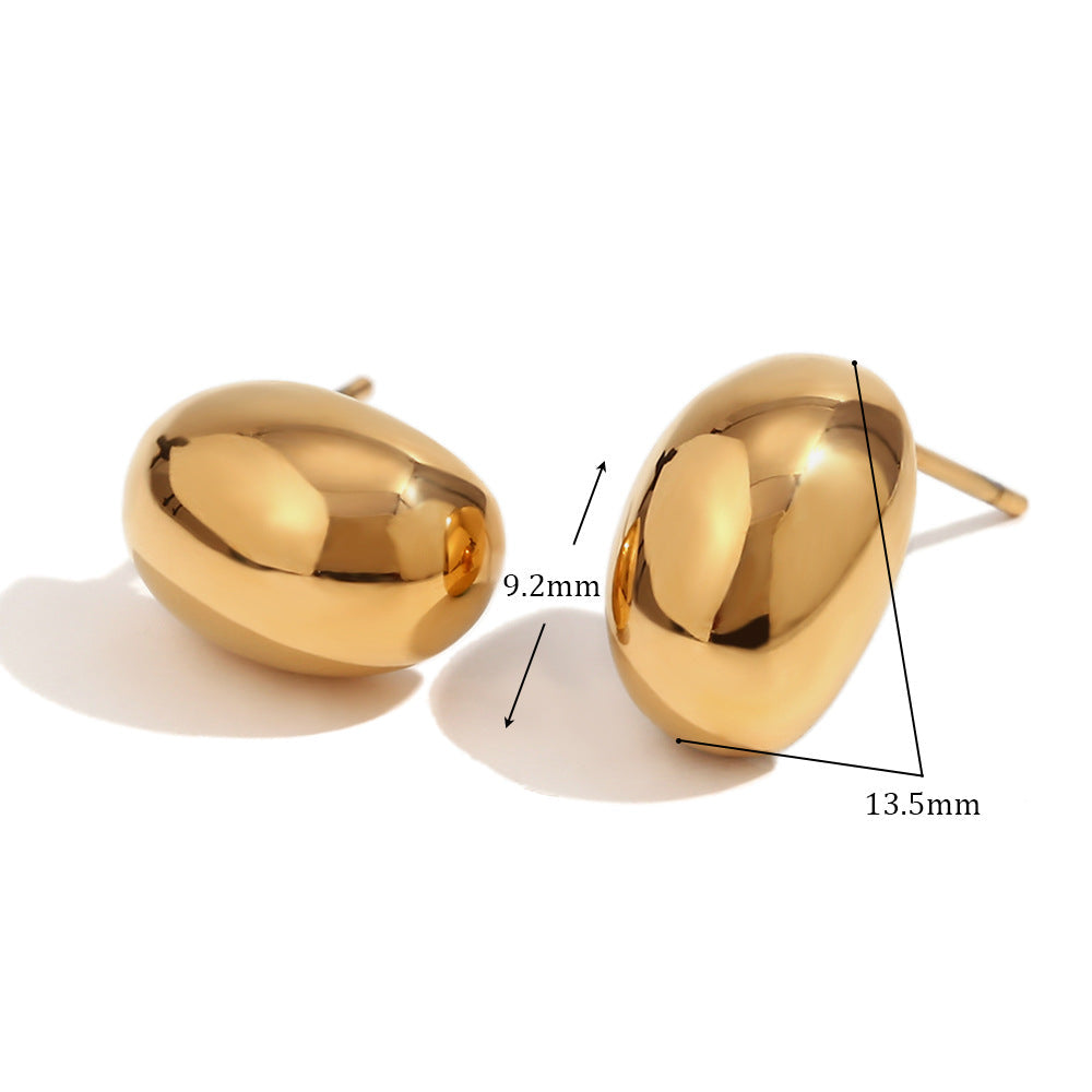 Domed Bean Stud Earrings