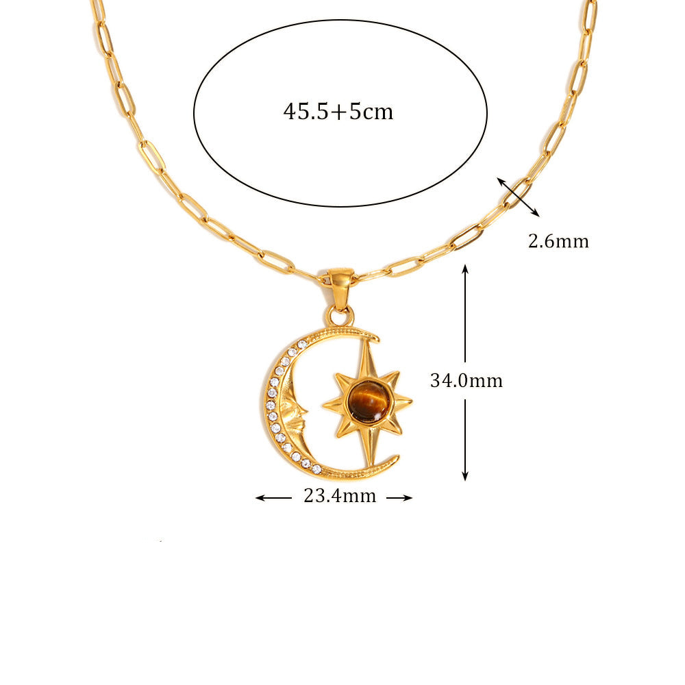 Tiger Eye Moon Star Necklace