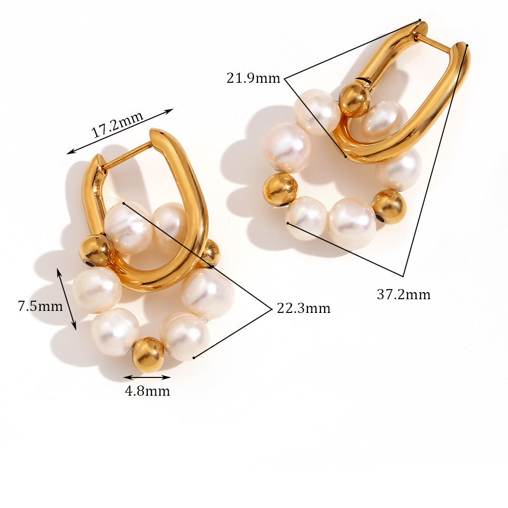 Pearl Circle Drop Earrings