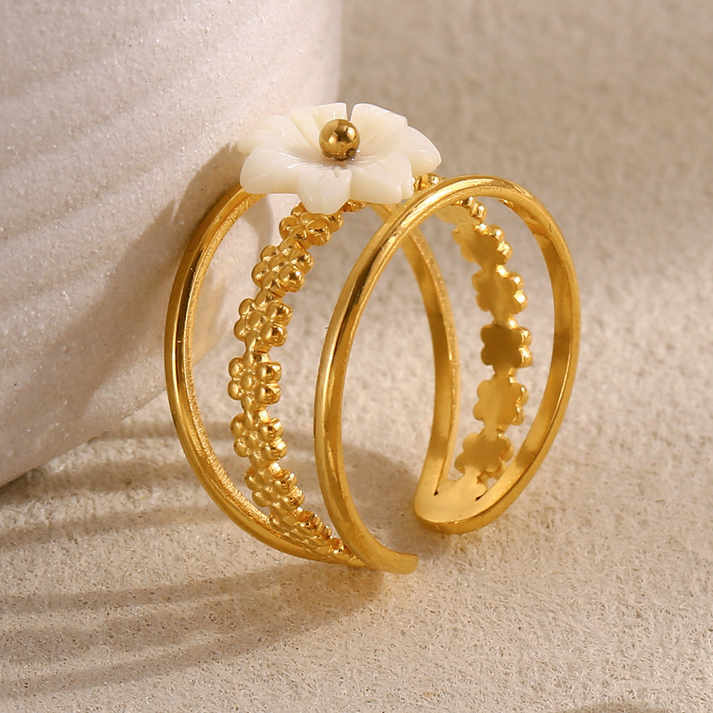 Flower Triple Band Ring