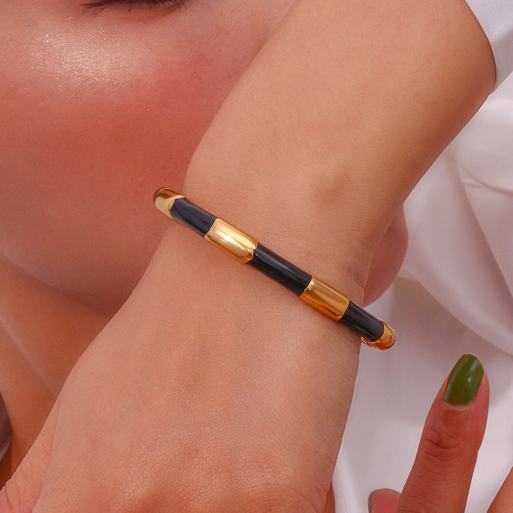 Enamel Banded Cuff Bracelet