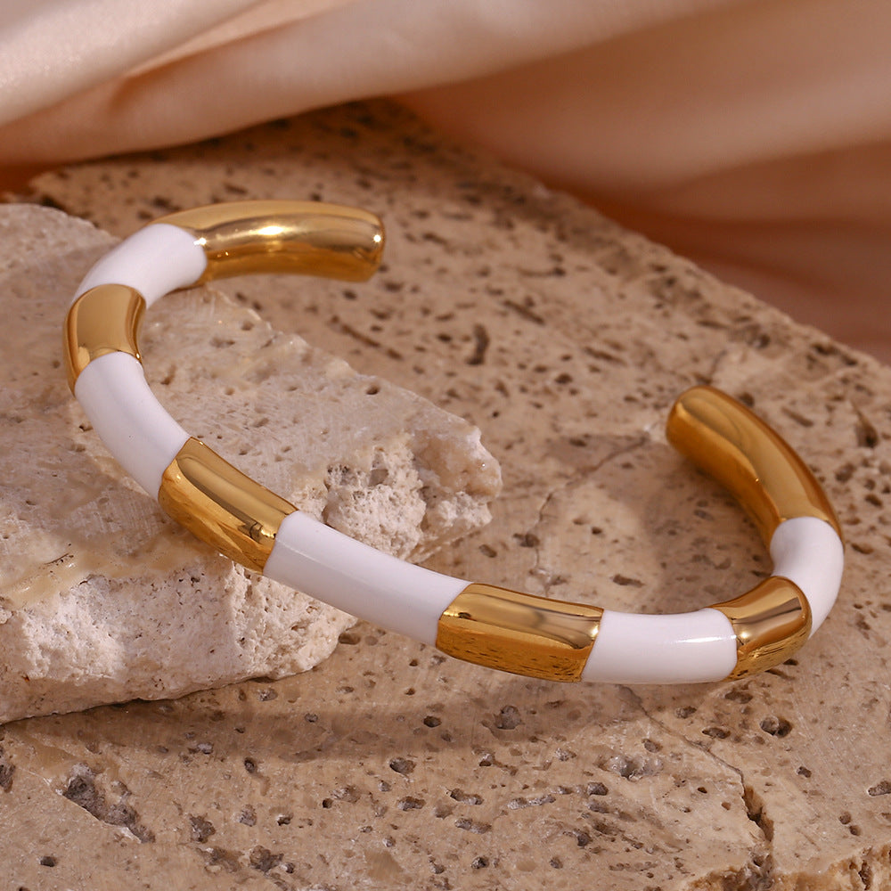 Enamel Banded Cuff Bracelet