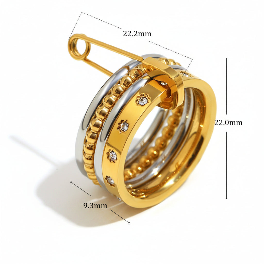 Safety Pin Multi-Band Ring