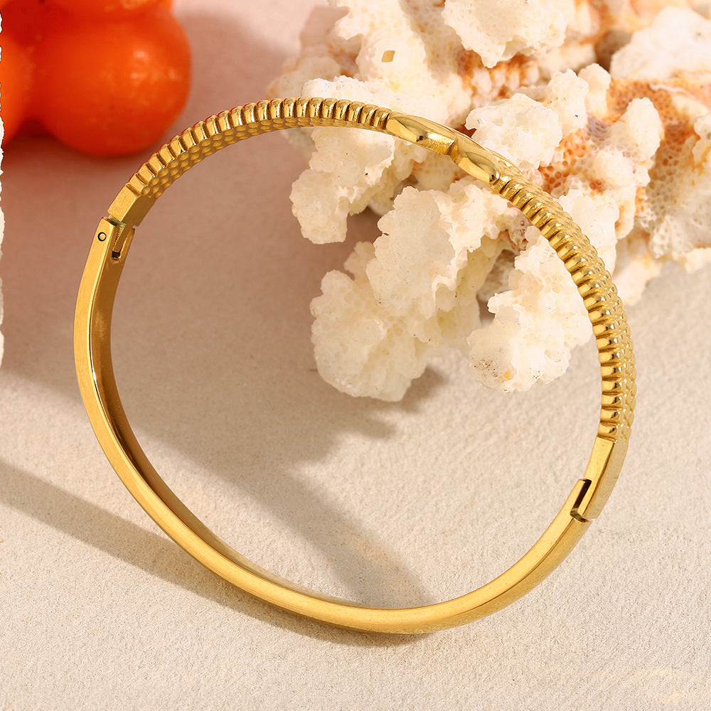 Textured X Motif Bangle