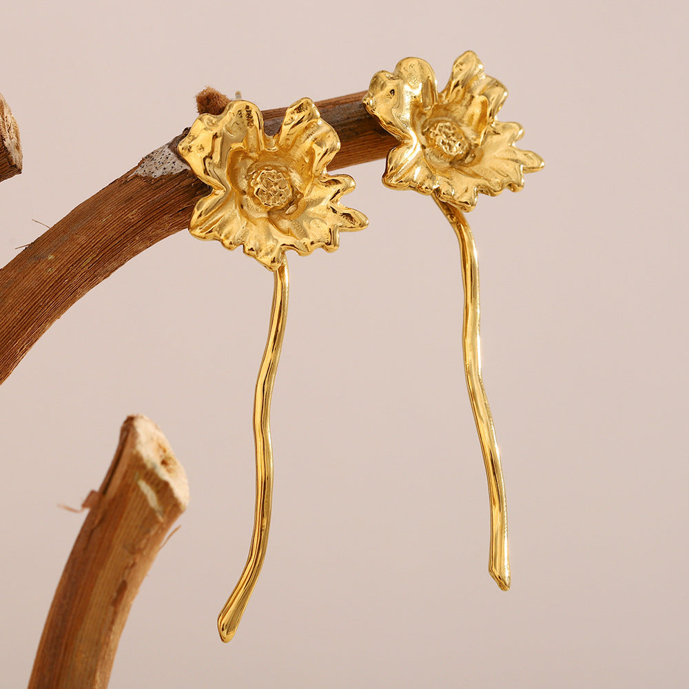 Sculptural Vintage Flower Earrings