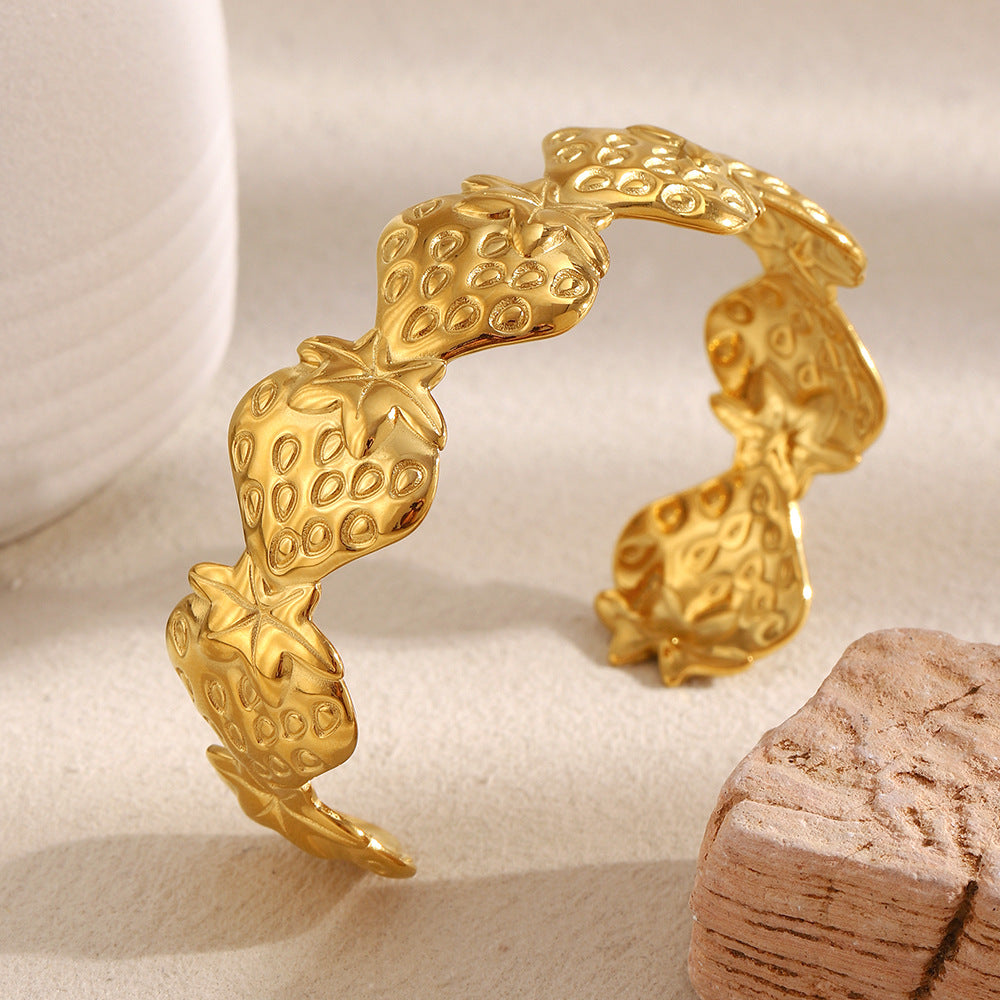 Sculpted Strawberry Cuff Bangle