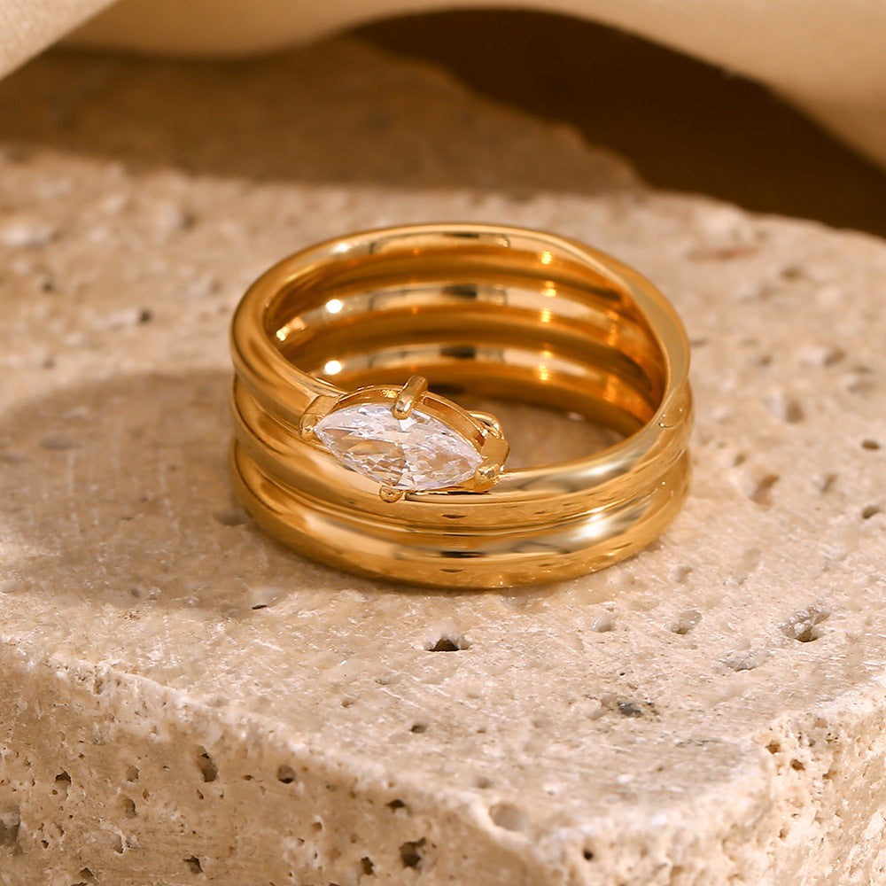 Chunky East-West Marquise Triple Band Ring