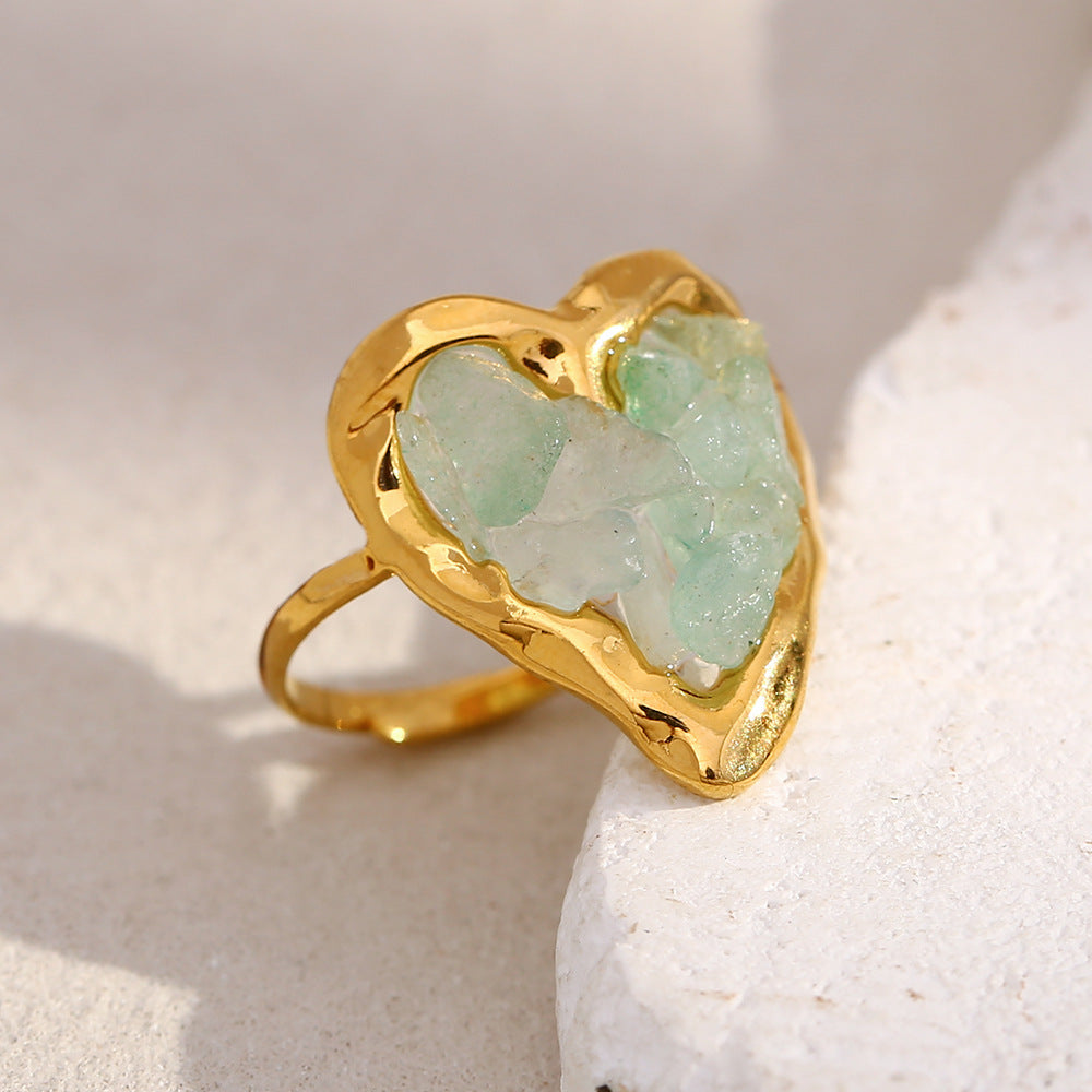 Amazonite Heart Ring