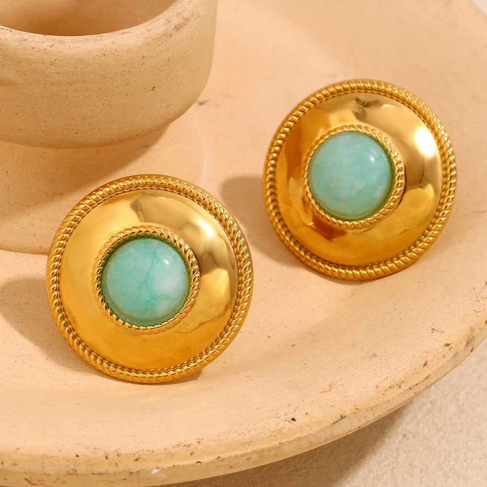 Hammered Amazonite Button Studs