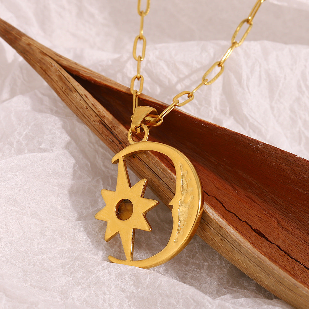 Tiger Eye Moon Star Necklace