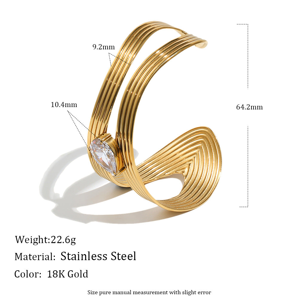 Ribbed Teardrop Cuff Bracelet