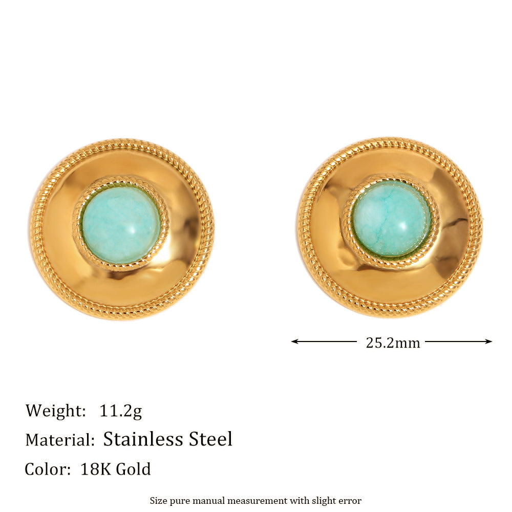 Hammered Amazonite Button Studs