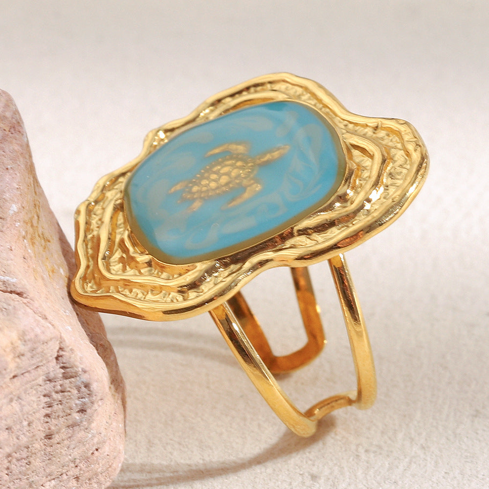 Blue Turtle Open Ring