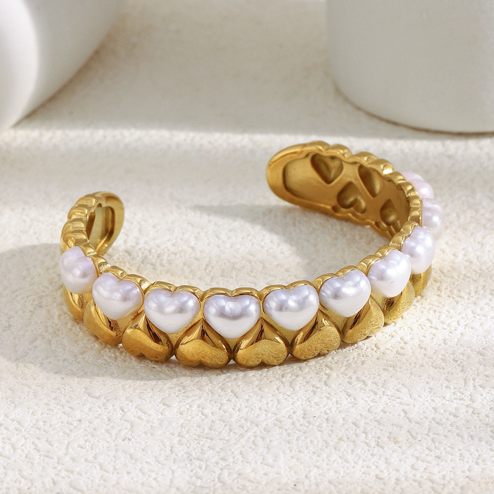 Pearl Heart Motif Cuff