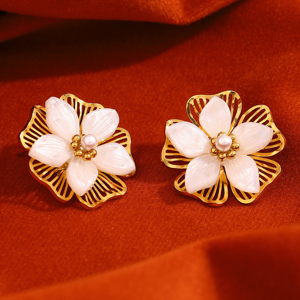 Layered Shell Flower Studs