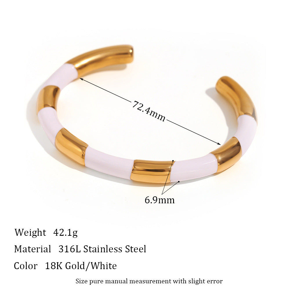 Enamel Banded Cuff Bracelet