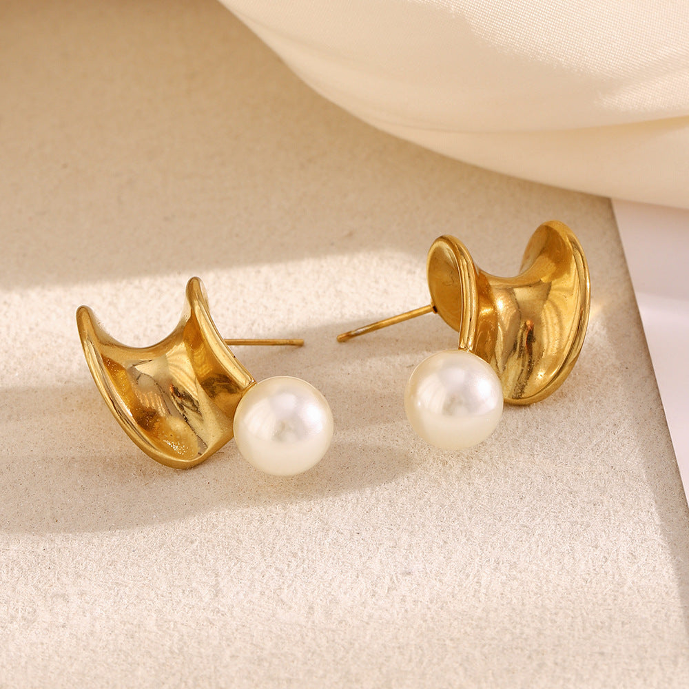 Sculptural Pearl Stud Earrings
