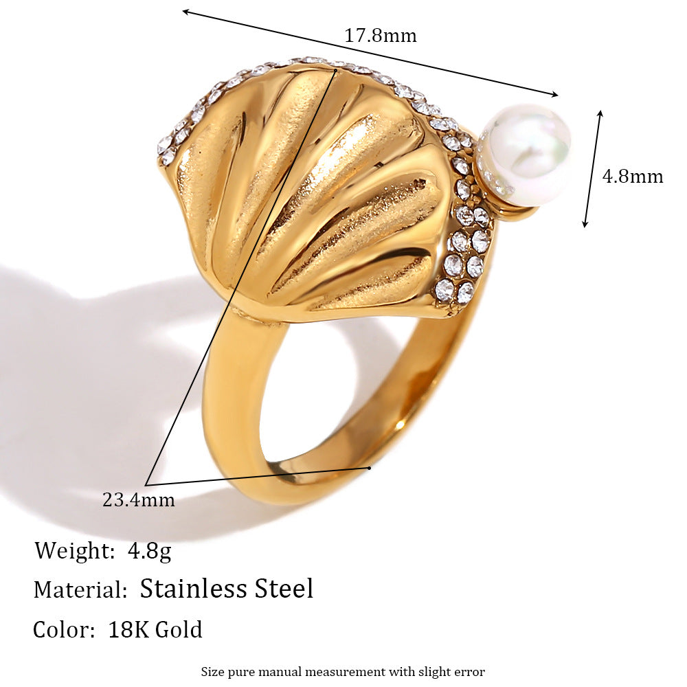 Seashell Pearl Ring