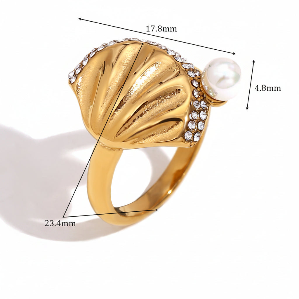 Seashell Pearl Ring
