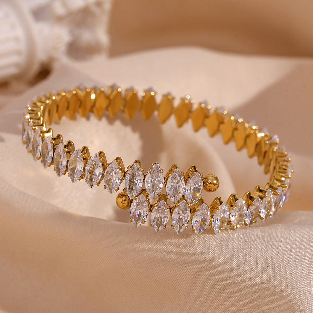 Marquise Cubic Zirconia Open Bangle