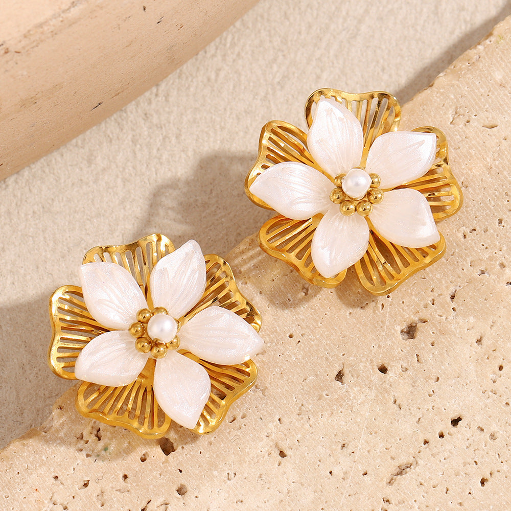 Layered Shell Flower Studs