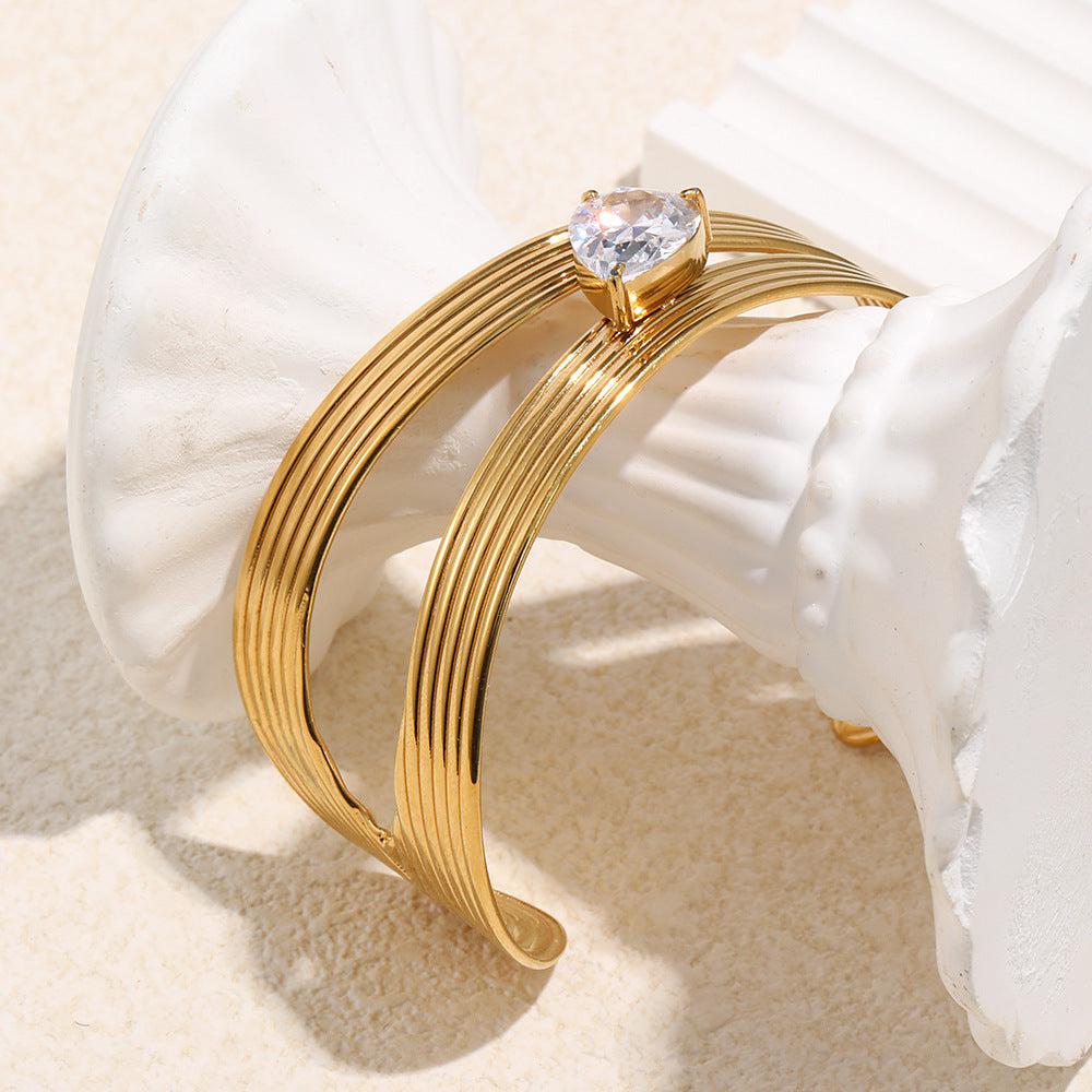 Ribbed Teardrop Cuff Bracelet
