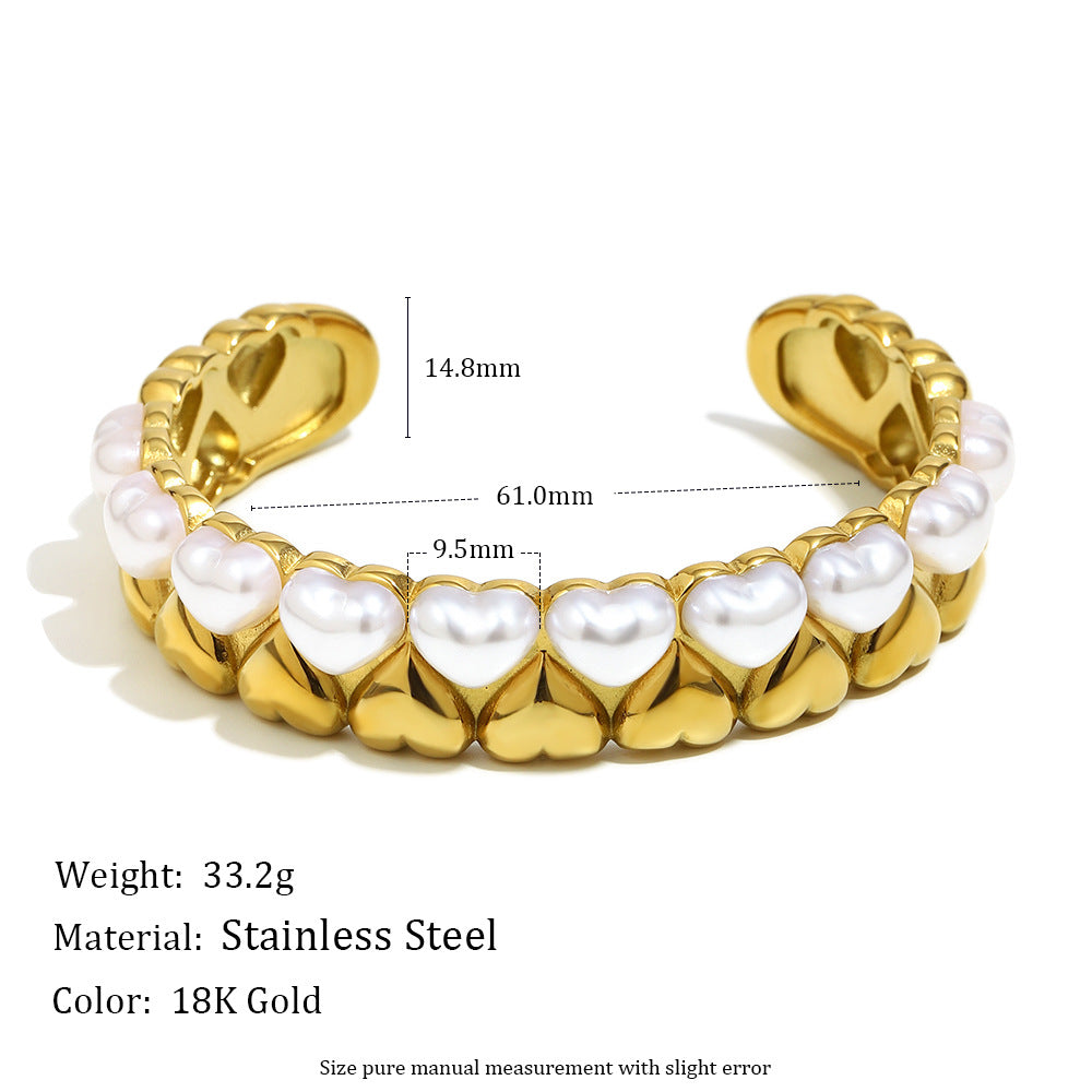 Pearl Heart Motif Cuff