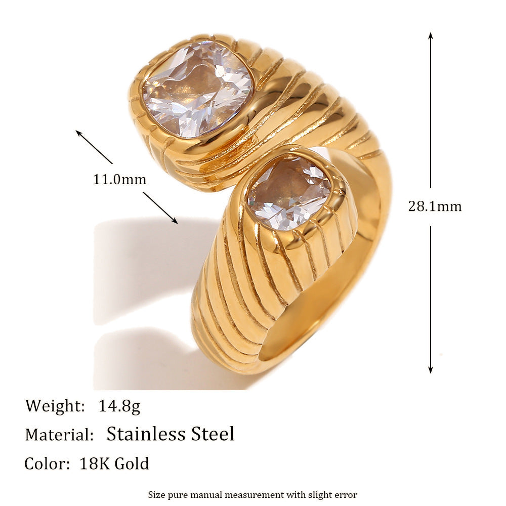 Ribbed Toi Et Moi Ring