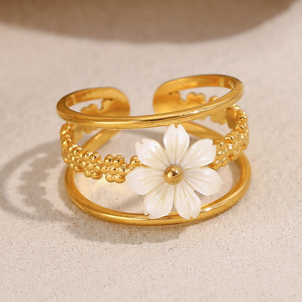 Flower Triple Band Ring