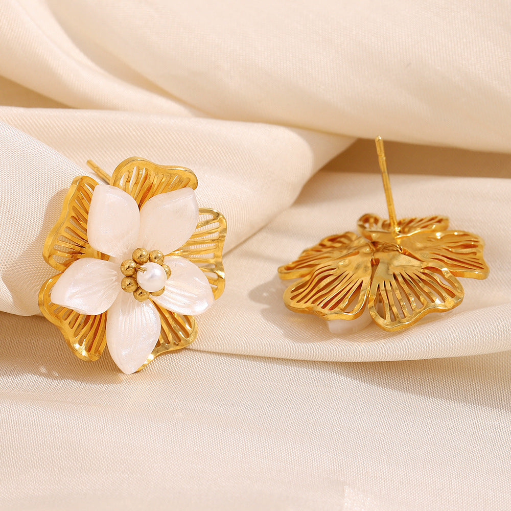 Layered Shell Flower Studs