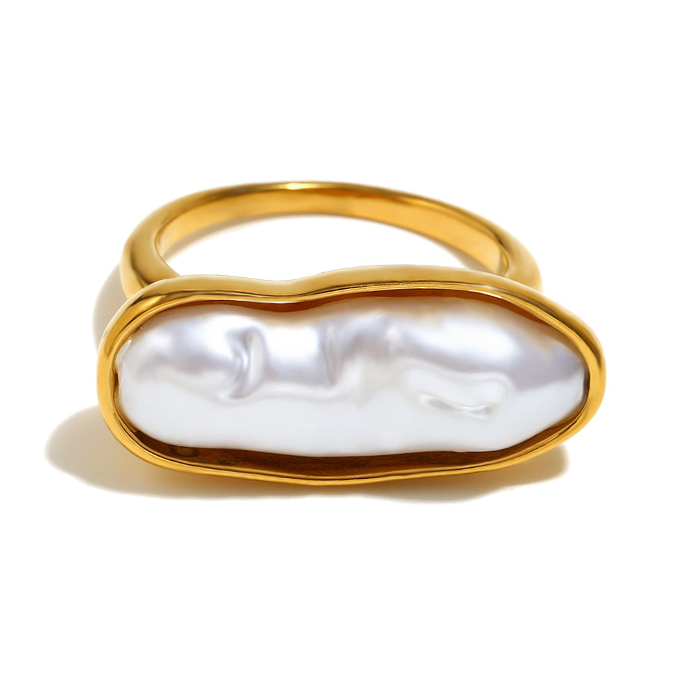 Organic Pearl Bar Ring