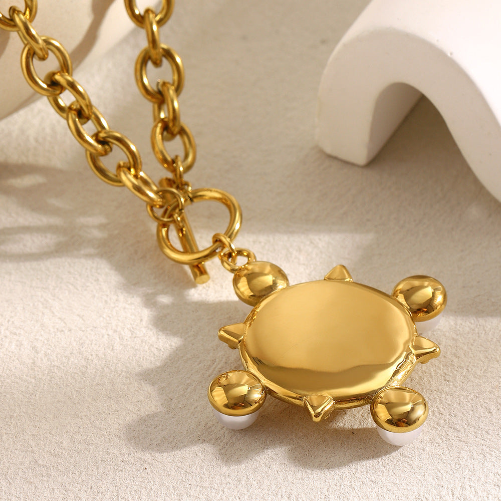 Pearl Coin Toggle Necklace