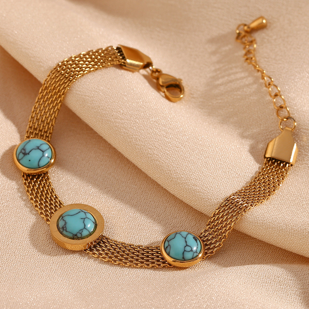Triple Turquoise Mesh Bracelet