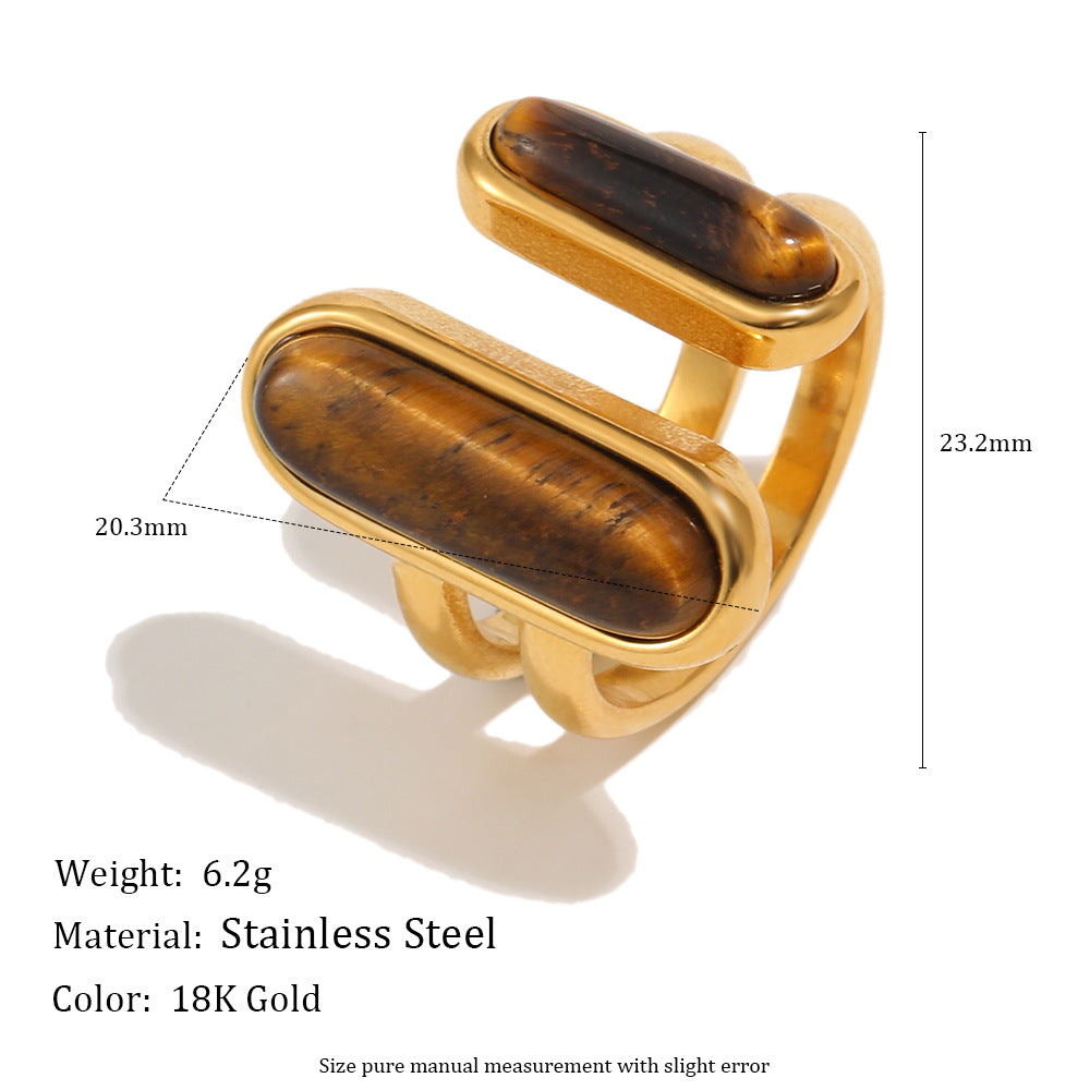 Tiger Eye Toi et Moi Ring